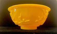 Load image into Gallery viewer, ANTIQUE PRUNUS CHINESE YELLOW PEKING GLASS BOWL ~SIGNED~ BIRDS