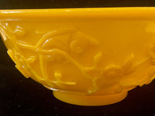 Load image into Gallery viewer, ANTIQUE PRUNUS CHINESE YELLOW PEKING GLASS BOWL ~SIGNED~ BIRDS