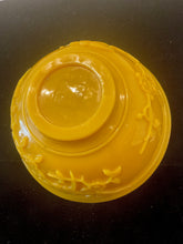Load image into Gallery viewer, ANTIQUE PRUNUS CHINESE YELLOW PEKING GLASS BOWL ~SIGNED~ BIRDS