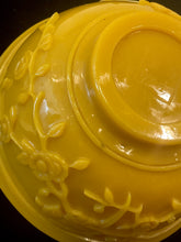 Load image into Gallery viewer, ANTIQUE PRUNUS CHINESE YELLOW PEKING GLASS BOWL ~SIGNED~ BIRDS