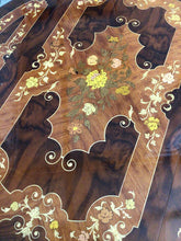 Load image into Gallery viewer, Italian Inlaid Wood Marquetry Bar or Tea Cart with Brass Wheels