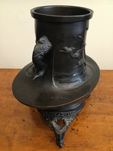 Load image into Gallery viewer, ANTIQUE JAPANESE BRONZE VASE VESSEL W/ CRANES & BIRDS ~MEIJI PERIOD~ SIGNED