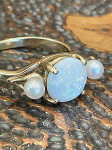 Opal & Pinned Pearls 14k Gold Ring ~Size 8.5~