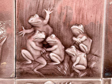 Load image into Gallery viewer, Antique Art Nouveau Fireplace Surround Tile Set Featuring Frogs & Lily Pads