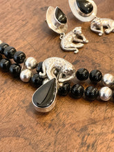 Load image into Gallery viewer, CAROL FELLEY STERLING SILVER LEOPARD NECKLACE & MATCHING EARRINGS ~BLACK ONYX~