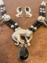 Load image into Gallery viewer, CAROL FELLEY STERLING SILVER LEOPARD NECKLACE & MATCHING EARRINGS ~BLACK ONYX~