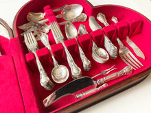 Load image into Gallery viewer, GORHAM STERLING SILVER SET “CHANTILLY” 94 pcs. IN HEART SHAPED CHEST
