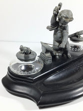 Load image into Gallery viewer, ANTIQUE 19th CENTURY FRENCH FIGURAL INK WELL STAND ~CUPID FORGING ARROWS~