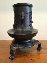 Load image into Gallery viewer, ANTIQUE JAPANESE BRONZE VASE VESSEL W/ CRANES & BIRDS ~MEIJI PERIOD~ SIGNED