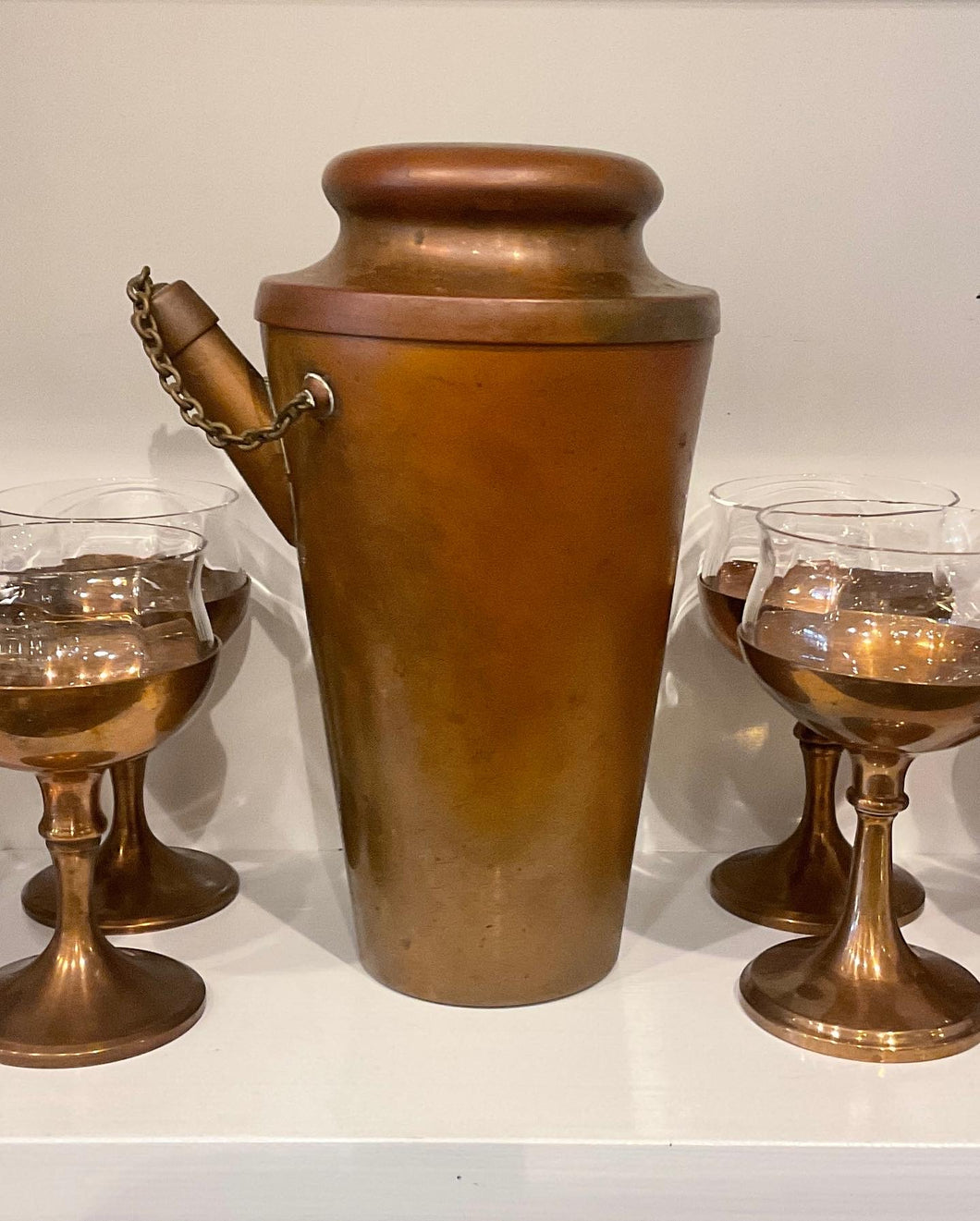 Antique Cocktail Shaker and Glasses set by Joseph Heinrichs