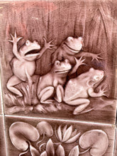 Load image into Gallery viewer, Antique Art Nouveau Fireplace Surround Tile Set Featuring Frogs & Lily Pads