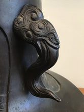 Load image into Gallery viewer, ANTIQUE JAPANESE BRONZE VASE VESSEL W/ CRANES & BIRDS ~MEIJI PERIOD~ SIGNED