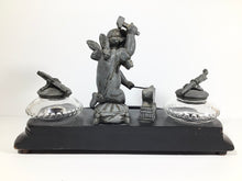 Load image into Gallery viewer, ANTIQUE 19th CENTURY FRENCH FIGURAL INK WELL STAND ~CUPID FORGING ARROWS~