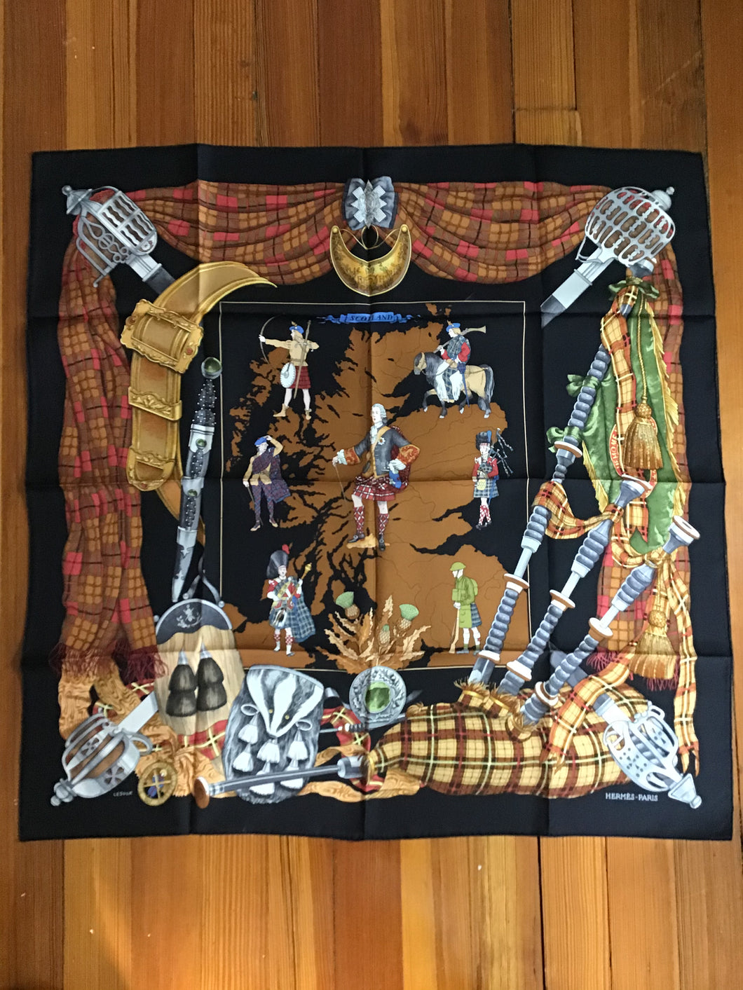Hermes Scarf in Box ~Scotland~ Designed by Ledoux
