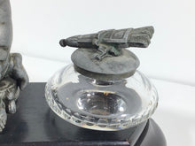 Load image into Gallery viewer, ANTIQUE 19th CENTURY FRENCH FIGURAL INK WELL STAND ~CUPID FORGING ARROWS~
