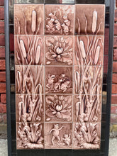 Load image into Gallery viewer, Antique Art Nouveau Fireplace Surround Tile Set Featuring Frogs & Lily Pads