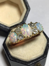 Load image into Gallery viewer, Antique Opal & Diamonds 18ct Yellow Gold Ring in Box ~Size 9.5~