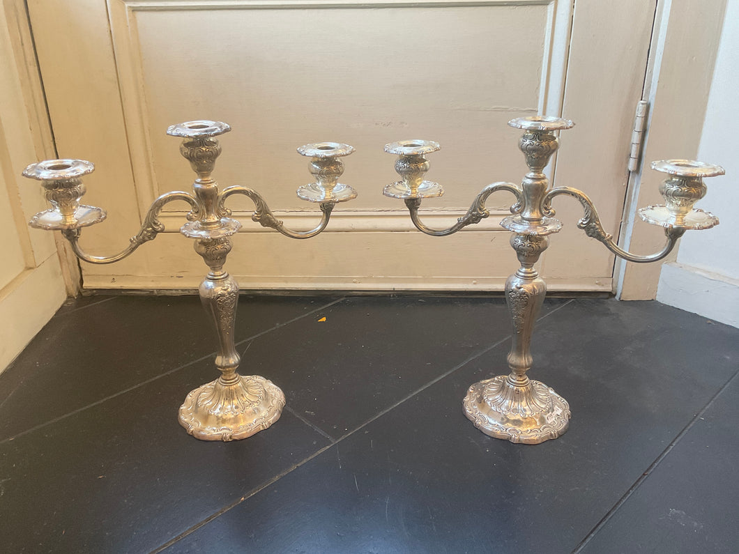 Large Pair of Gorham Chantilly Pattern Candelabras Sterling Silver