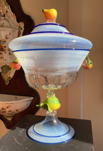 Load image into Gallery viewer, Large Venetian Lidded compote in Opalescent Glass &amp; Figural Fruit
