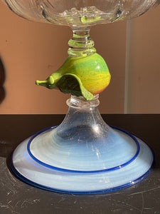 Large Venetian Lidded compote in Opalescent Glass & Figural Fruit