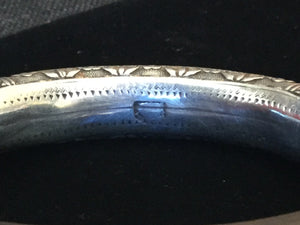 Chinese Silver 19th Century Rattan Bangle Bracelet
