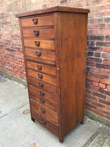 Antique cabinet with 11 drawers and pull-out shelf