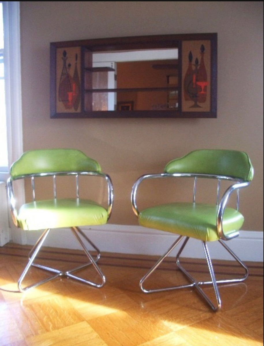 Pair Of Mid Century Swivel Chairs By Brody Lemay Co Antiques