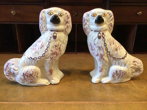 Antique Staffordshire Porcelain Dogs Pair