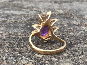 10k Yellow Gold & Amethyst in Flames Ladies Ring