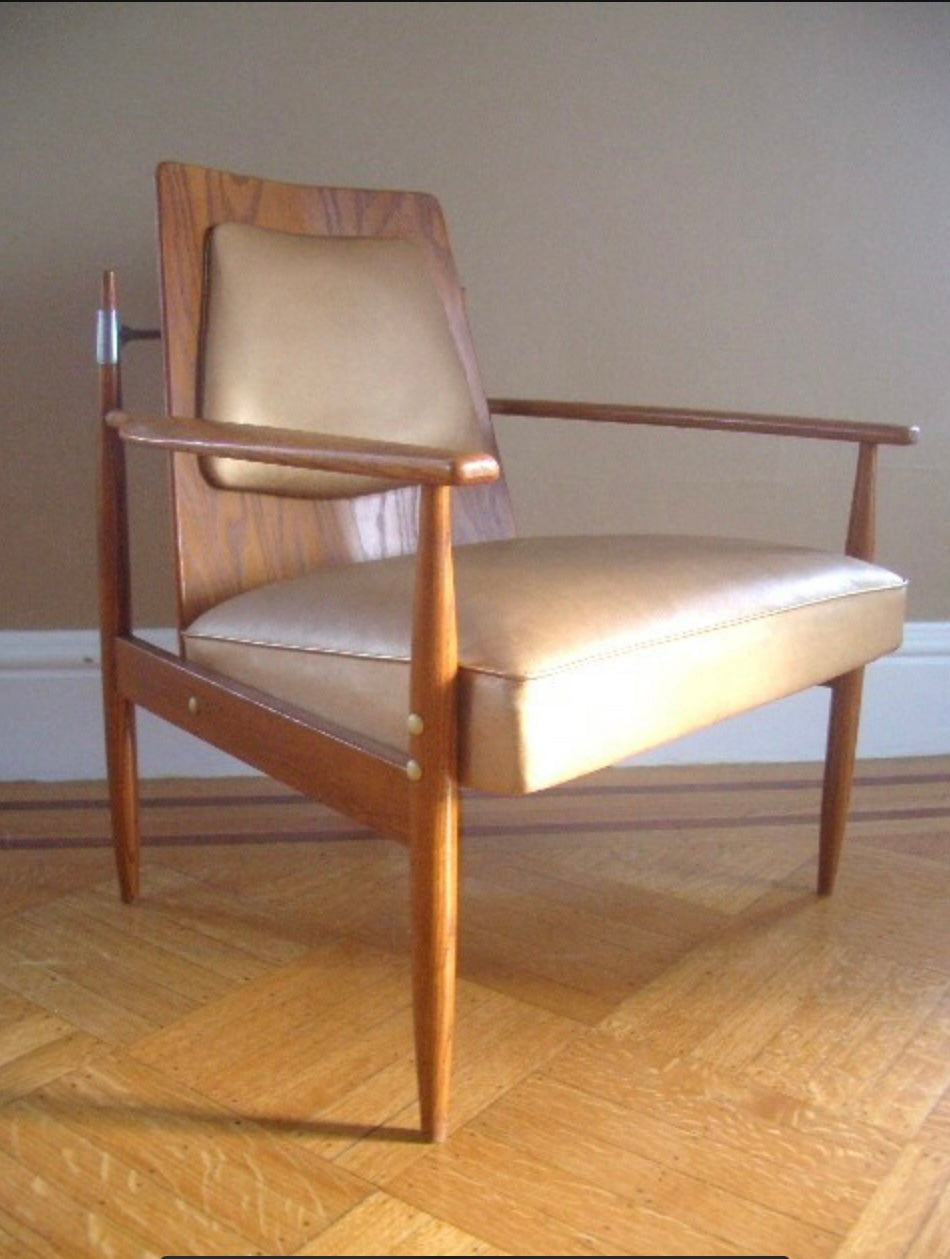 Mid Century Arm Chair with Vinyl Seat
