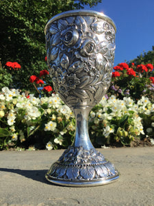 Antique Sterling Silver Goblet by Schofield in the "Baltimore Rose" pattern circa 1905