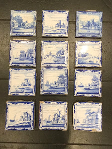 Antique Set of Delft Blue & White Tiles
