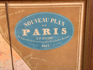 Antique Plan of Paris in Relief circa 1842