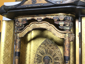 Japanese Black Lacquer Butsudan Buddha Altar with Gold Gilt Interior