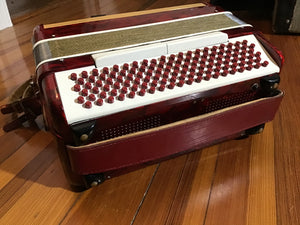 Scandalli of Italy Red Pearlized Accordion in Case