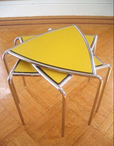 Mid Century Pair of Italian Chrome Stacking Tables