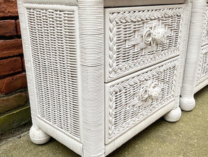 Pair of Wicker Nightstands End Table by Henry Link for Lexington
