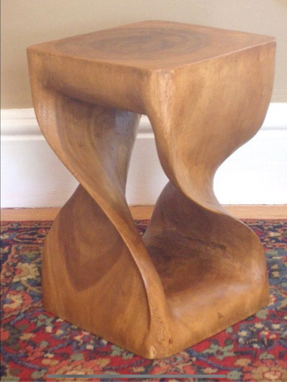 Mid Century Modern Carved Wood Side Table