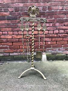 Antique Brass Nautical Fireplace Tool Set Attributed To Oscar Bach