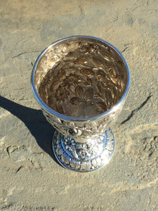 Antique Sterling Silver Goblet by Schofield in the "Baltimore Rose" pattern circa 1905