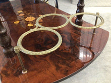 Load image into Gallery viewer, Italian Inlaid Wood Marquetry Bar or Tea Cart with Brass Wheels
