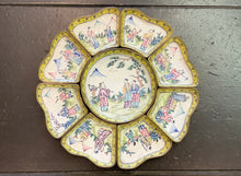 Load image into Gallery viewer, Antique Chinese Enamel Butterfly Shaped Sweet Meat Dish Set
