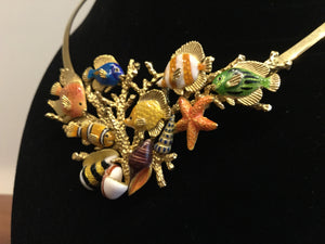 Enamel Over 18k Gold Sea Life Necklace by Kabana