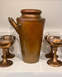Antique Cocktail Shaker and Glasses set by Joseph Heinrichs