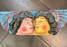 Load image into Gallery viewer, Large Folk Art Pair of Winged Angels in Carved Wood
