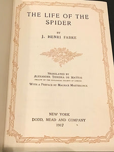 Antique Book “The Life of the Spider” by J.H. Fabre 1917