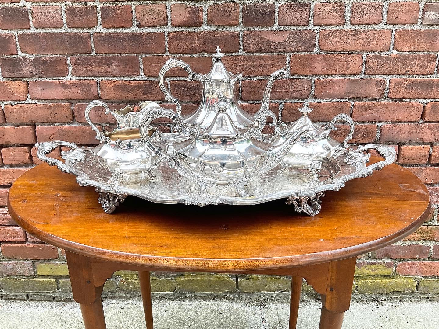 Reed & Barton Silver Plated Tea Set with Matching Tray ~Victorian Pattern~