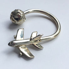 Load image into Gallery viewer, Tiffany &amp; Co. Sterling Silver Keychain with Figural Airplane &amp; Globe
