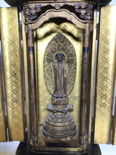 Load image into Gallery viewer, Japanese Black Lacquer Butsudan Buddha Altar with Gold Gilt Interior
