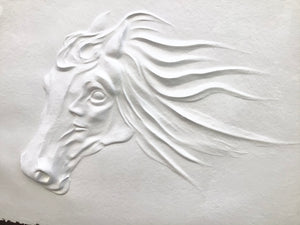 Cast Paper Sculpture of Woman & Horse by Carlo Wahlbeck
